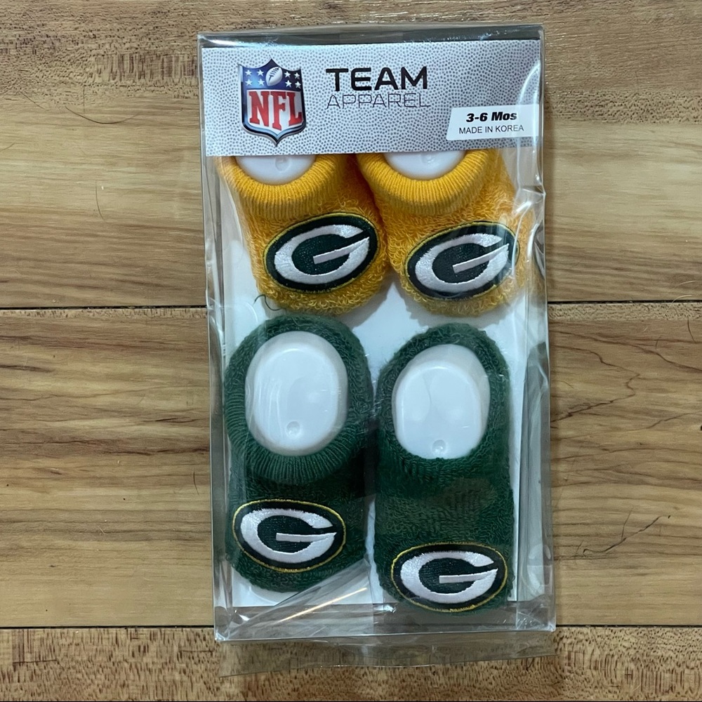 NEW NFL Green Bay Packers Infant Socks Booties 3-6 Months 2 pair
